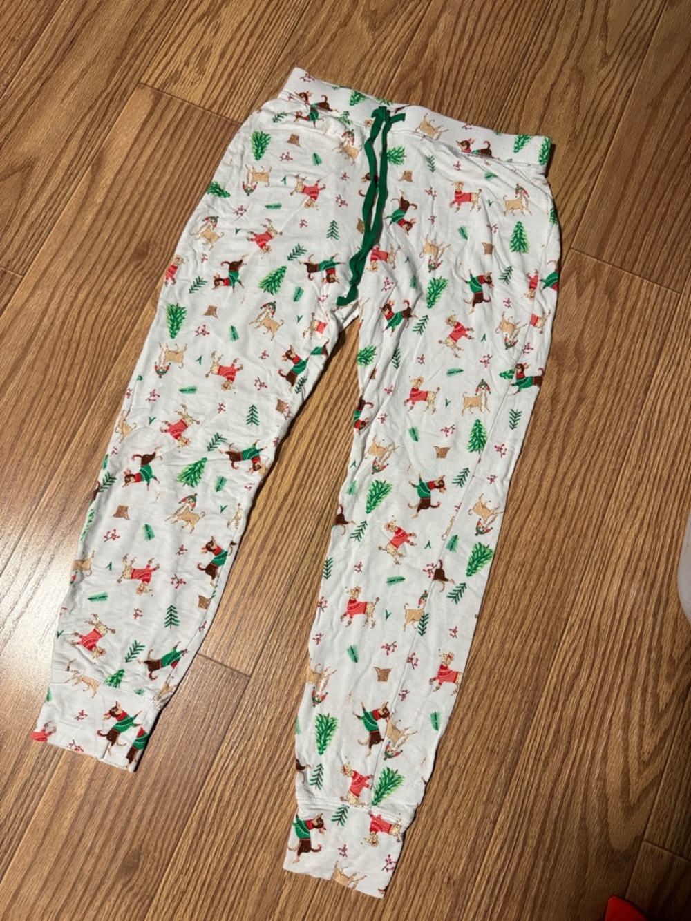 womens White Holiday Dog Print Pajama Pants